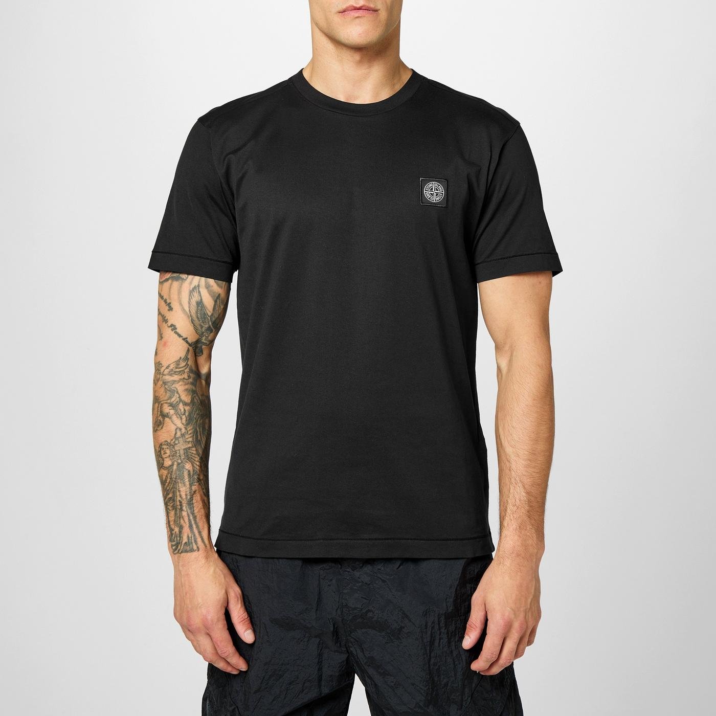 Stone Island Cotton Compass Logo Patch T-Shirt Black - detail 2
