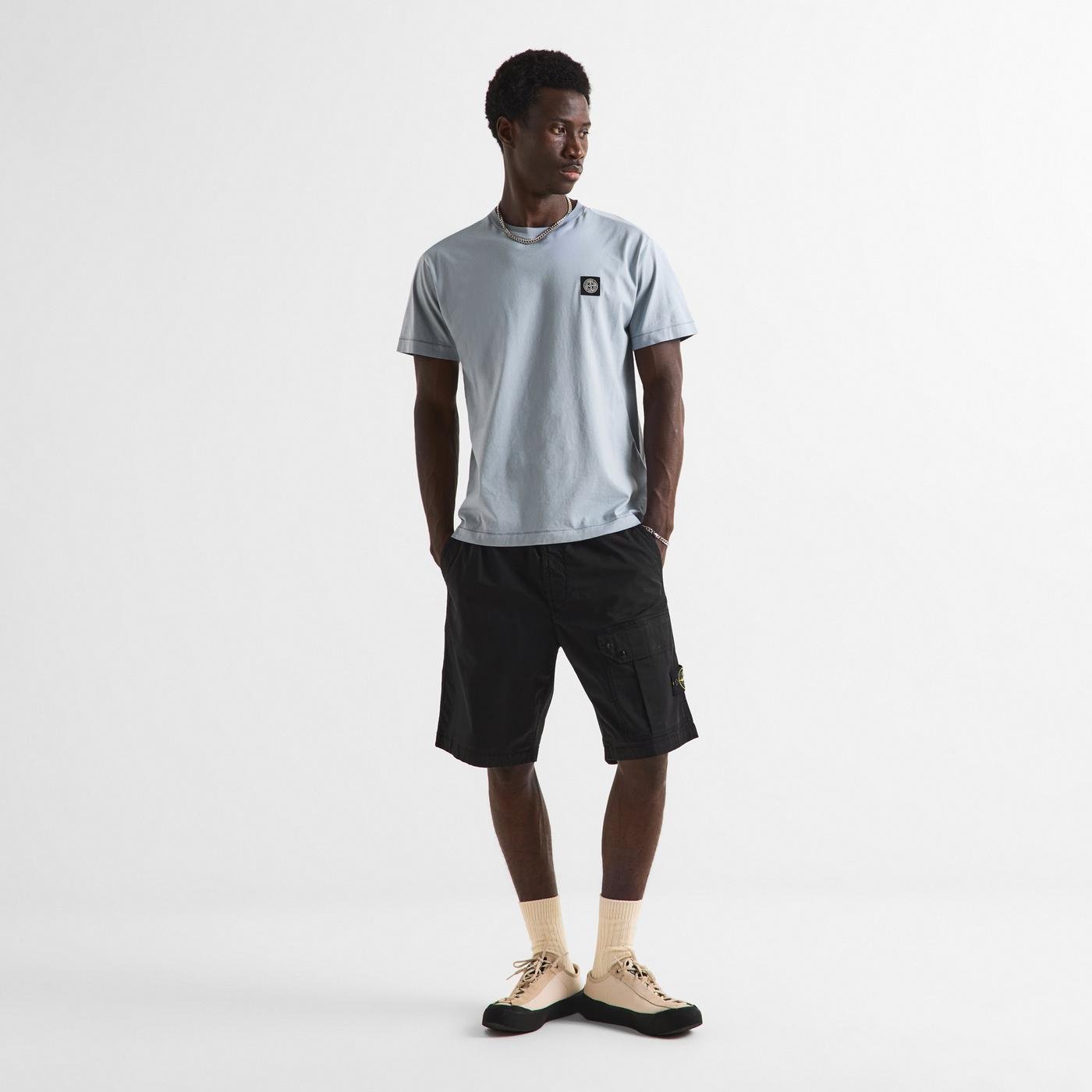 Stone Island Cotton Compass Logo Patch T-Shirt Ash Grey - compass patch