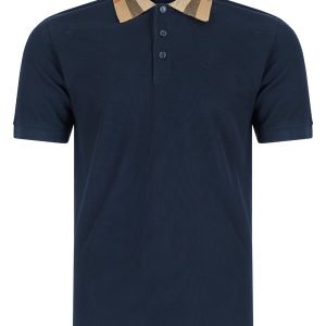 Burberry 'Cody' Check Short Sleeve Polo Shirt in Smoked Navy