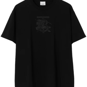 Burberry Embroidered Monogram Ekd Cotton T-Shirt Black