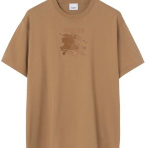 Burberry Embroidered Monogram Ekd Cotton T-Shirt Brown