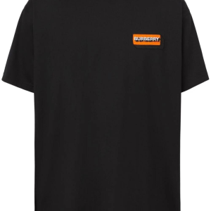 Burberry Logo Applique T Shirt Black/Orange