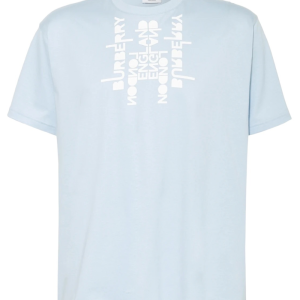 Burberry Sylas Print T Shirt Light Blue