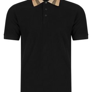 Burberry Vintage Check Print Collar Polo Shirt Black