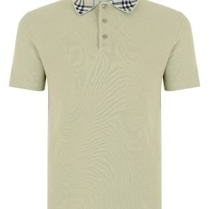 Burberry Vintage Check Print Collar Polo Shirt Stone