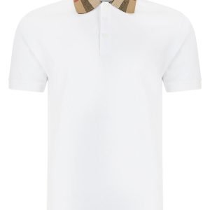 Burberry Vintage Check Print Collar Polo Shirt White