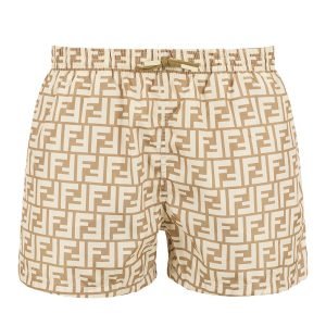 Fendi FF-Print Swimshorts Beige