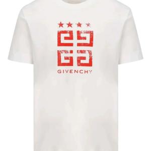 Givenchy 4G Stars Red Logo Printed T-Shirt White/Red