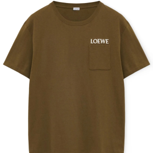 Loewe Brand-Embroidery Relaxed Fit T-Shirt Khaki