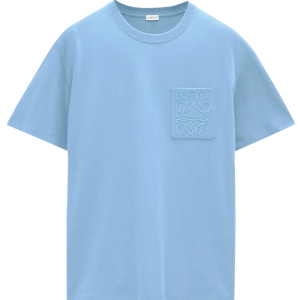 Loewe Relaxed Fit Tonal Pocket Logo T Shirt in Light Blue